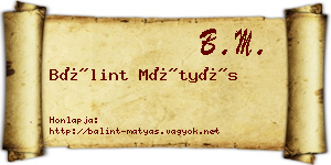 Bálint Mátyás névjegykártya